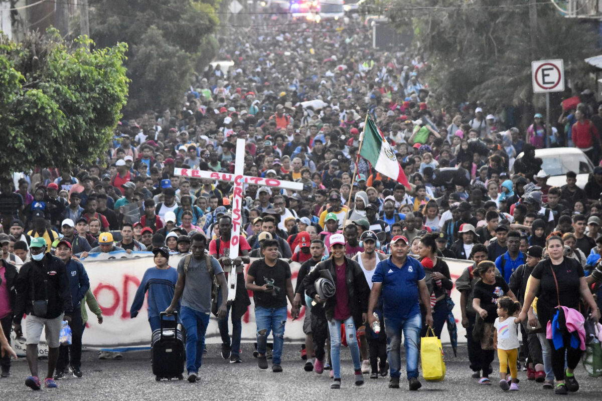 Massive Migrant Caravan Marches Toward U.S. As Top Biden Officials Meet With Mexican President