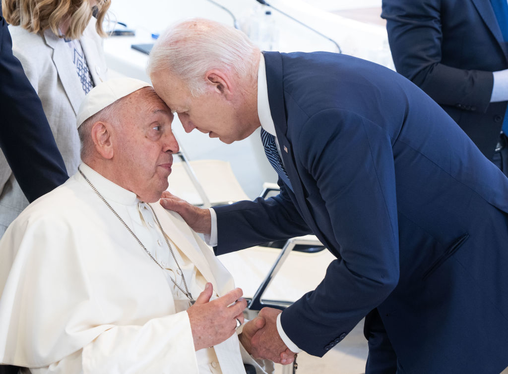 WATCH: Biden’s Pope Francis Forehead Bump Gets Shocked Reaction From Javier Milei