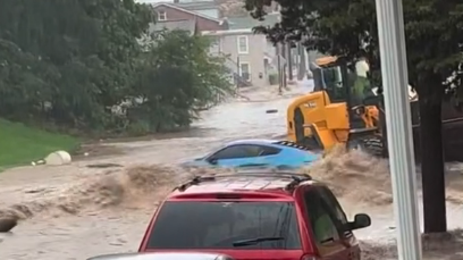 Video shows car in Pennsylvania being washed away during flooding