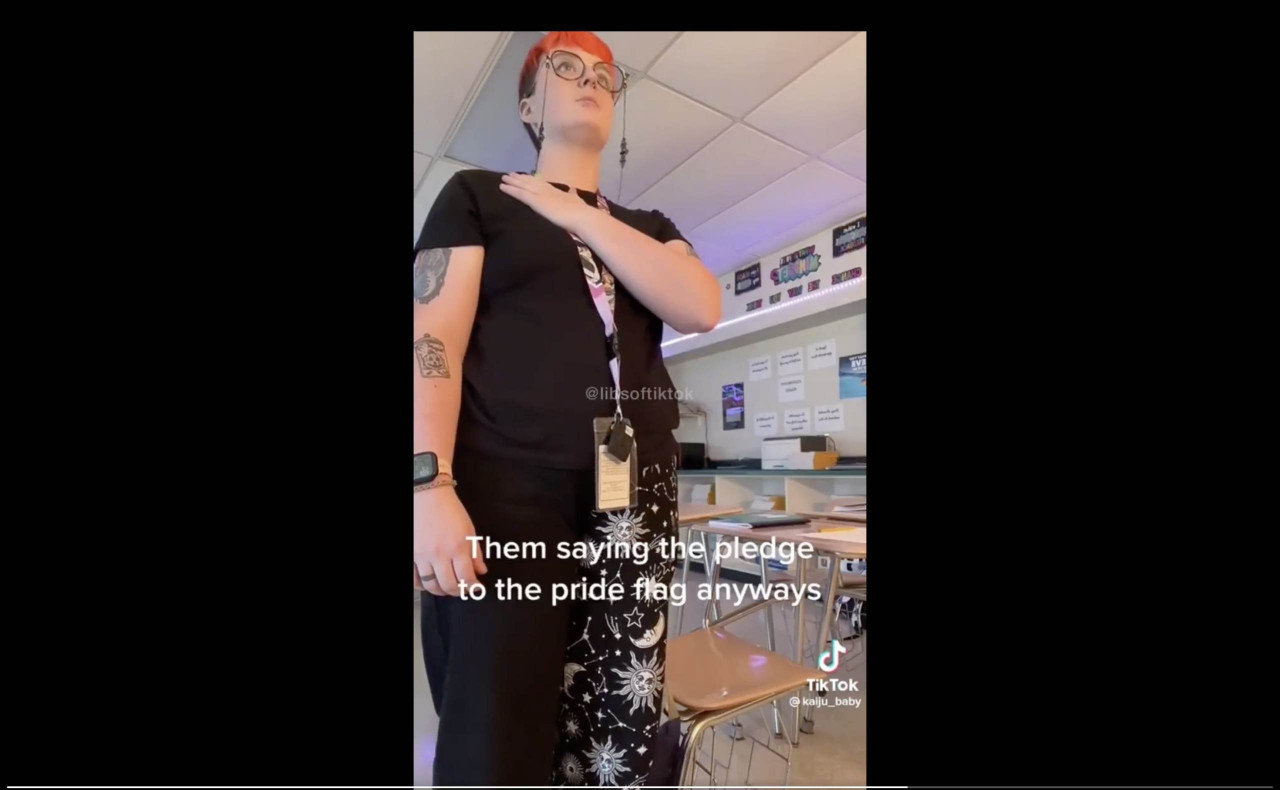 WATCH: Teacher Boasts About Making Her Students Pledge Allegiance To The Pride Flag