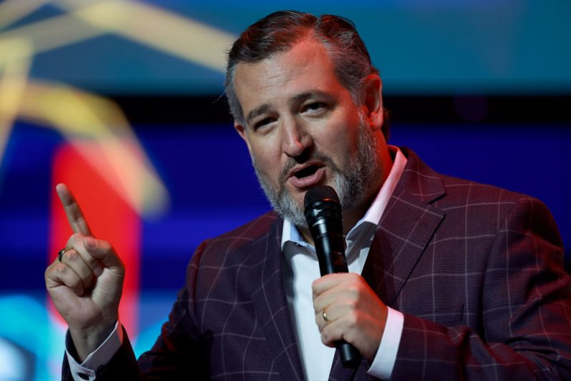 AMPA, FLORIDA - JULY 22: Sen. Ted Cruz (R-TX) on stage during the Turning Point USA Student Action Summit held at the Tampa Convention Center on July 22, 2022 in Tampa, Florida. The event features student activism and leadership training, and a chance to participate in a series of networking events with political leaders. (Photo by Joe Raedle/Getty Images)