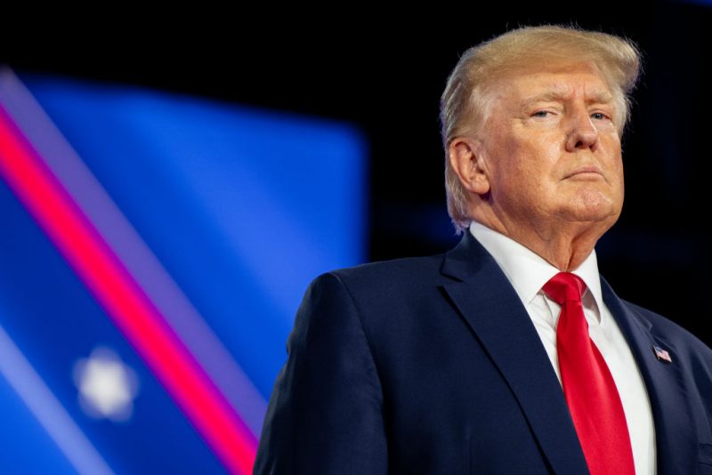 DALLAS, TEXAS - AUGUST 06: Former U.S. President Donald Trump prepares to speak at the Conservative Political Action Conference CPAC held at the Hilton Anatole on August 06, 2022 in Dallas, Texas. CPAC began in 1974, and is a conference that brings together and hosts conservative organizations, activists, and world leaders in discussing current events and future political agendas. (Photo by Brandon Bell/Getty Images)