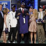 NEW YORK - APRIL 25: Baltimore Ravens #23 draft pick Michael Oher poses for a photograph with his family at Radio City Music Hall for the 2009 NFL Draft on April 25, 2009 in New York City (Photo by Jeff Zelevansky/Getty Images)