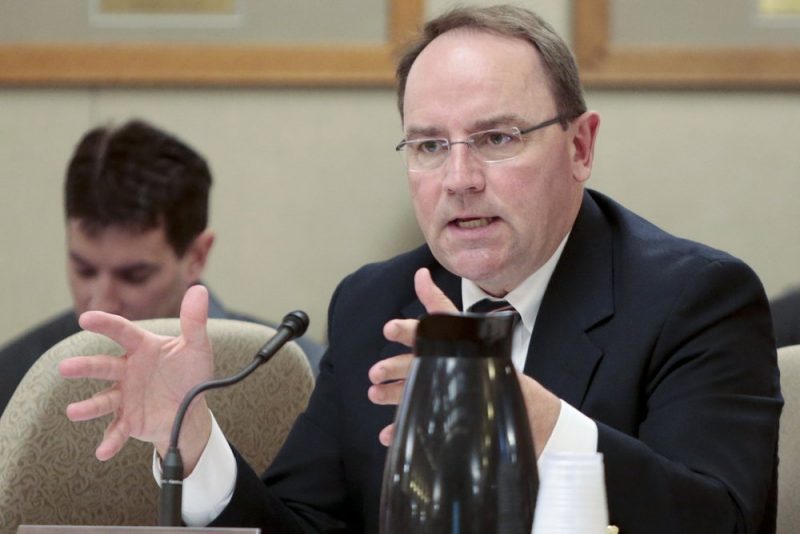 In this May 29, 2015 file photo, Wisconsin Sen. Thomas Tiffany, R-Hazelhurst, speaks at the State Capitol in Madison, Wis. Tiffany is seeking to replace U.S. Rep. Sean Duffy in the 7th Congressional District. (Michael P. King/Wisconsin State Journal via AP File