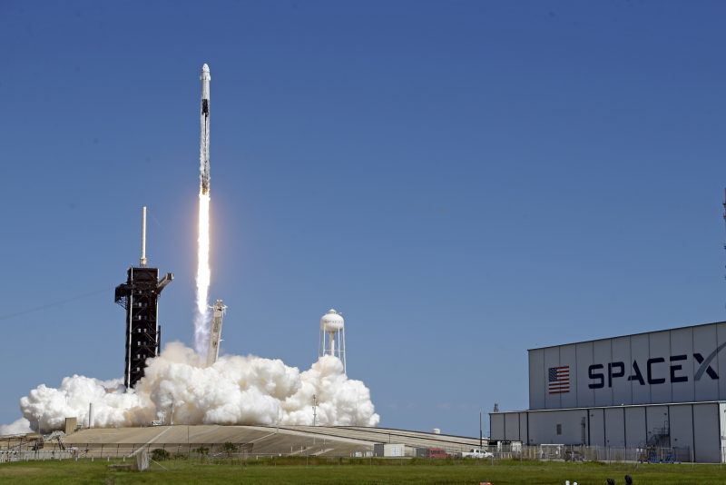 A SpaceX Falcon 9 rocket carrying a Crew Dragon capsule lifts off from Pad 39A at the Kennedy Space Center at the Kennedy Space Center in Cape Canaveral, Fla., Wednesday, Oct. 5, 2022, for a mission to the International Space Station. (AP Photo/John Raoux )
