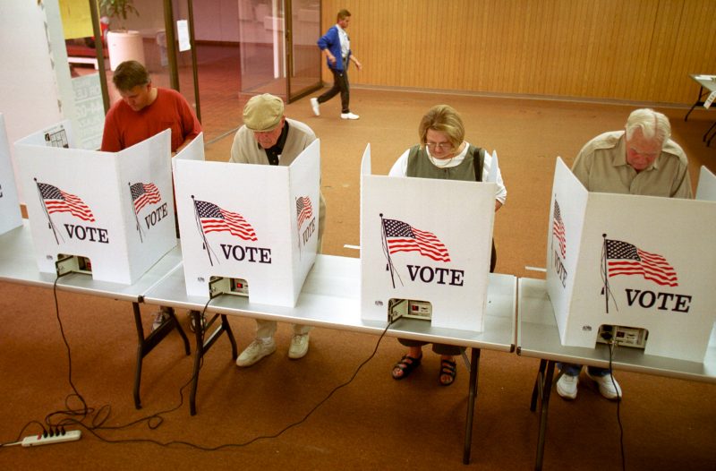 380728 03: Residents of El Paso, Texas cast their ballot for president of the United States in early voting, October 23, 2000. The state of Texas has early voting that must be conducted for all elections. In most elections, early voting by personal appearance begins on the 17th day before Election Day and ends on the 4th day before Election Day. (Photo by Joe Raedle/Newsmakers)