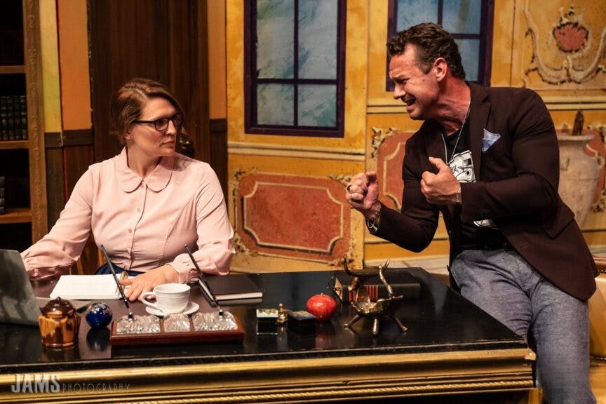 Stage Right Theatrics-The Uncanny.jpg: These are the lead characters, Sophia and Richard, in our 2022 production of Andrew Klavan's superb play,