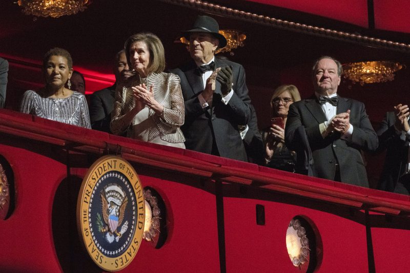 House Speaker Nancy Pelosi of Calif., and her husband Paul Pelosi attend the 45th Kennedy Center Honors at the John F. Kennedy Center for the Performing Arts in Washington, Sunday, Dec. 4, 2022. (AP Photo/Manuel Balce Ceneta)