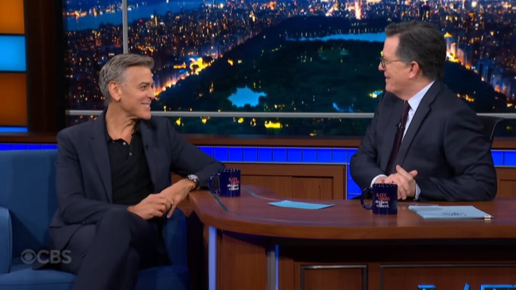 Screenshot: YouTube/The Late Show with Stephen Colbert. George Clooney.