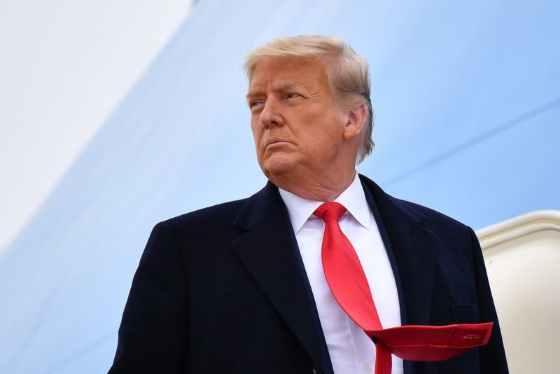 US President Donald Trump boards Air Force One before departing Harlingen, Texas on January 12, 2021. (Photo by MANDEL NGAN / AFP) (Photo by MANDEL NGAN/AFP via Getty Images)