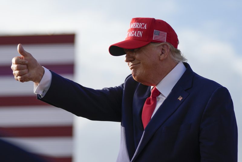 Former President Donald Trump speaks at a campaign rally in support of the campaign of Sen. Marco Rubio, R-Fla., at the Miami-Dade County Fair and Exposition on Sunday, Nov. 6, 2022, in Miami. (AP Photo/Rebecca Blackwell)