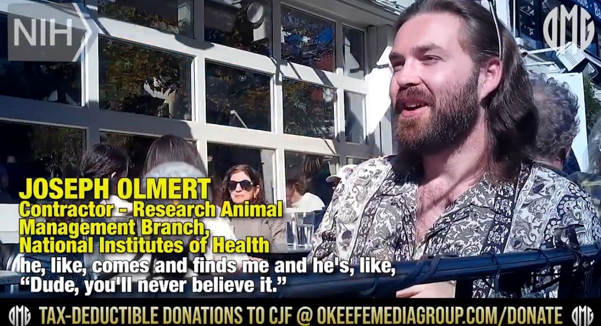 Joseph Olmert, a contractor at the National Institutes of Health, discusses research animal management in a casual outdoor setting.