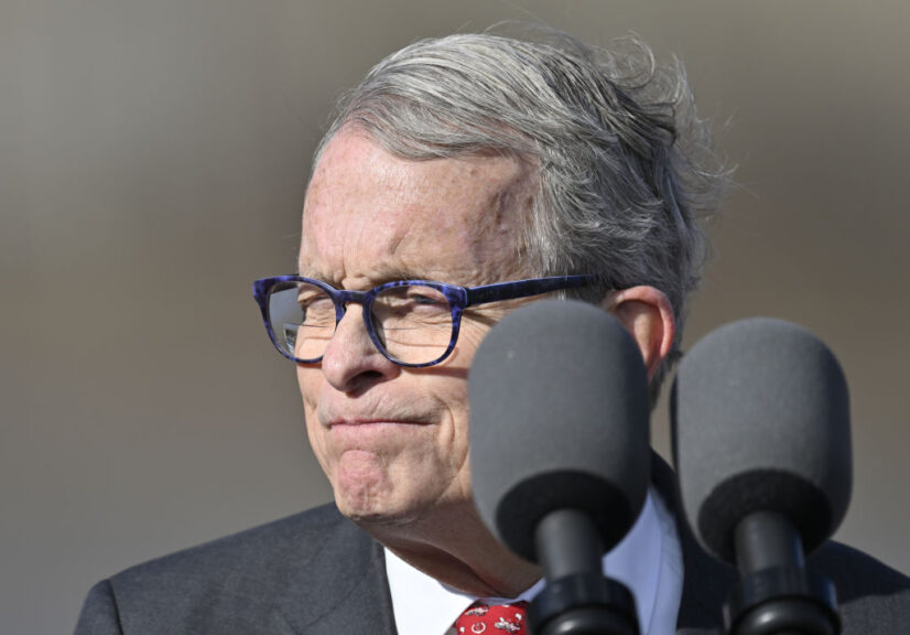 COVINGTON, USA - JANUARY 04: Ohio Gov. Mike DeWine makes a speech as President Joe Biden joined by Senate Minority Leader Mitch McConnell travels to Covington, Kentucky to highlight his economic plan on rebuilding infrastructure and creating good paying jobs that don't require a four-year degree and revitalizes communities left behind in Covington KY, United States on January 04, 2023