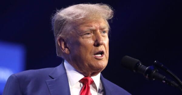 Former President Donald Trump speaks at the Turning Point Action Conference at the Palm Beach County Convention Center in West Palm Beach, Florida, on July 15.